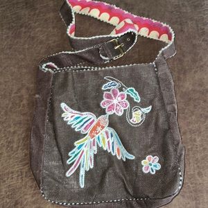 Loop Embroidered Woven Canvas Messenger Bag